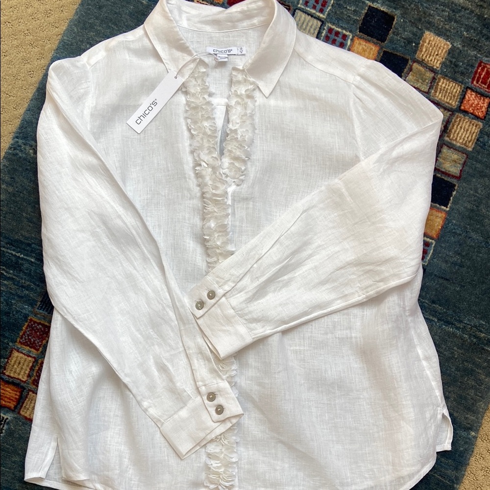 Chico's White Ruffle Blouse